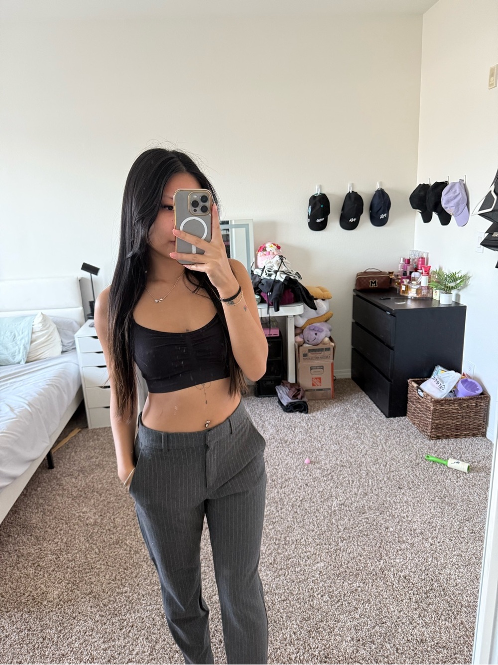 H&M grey stripe work pants